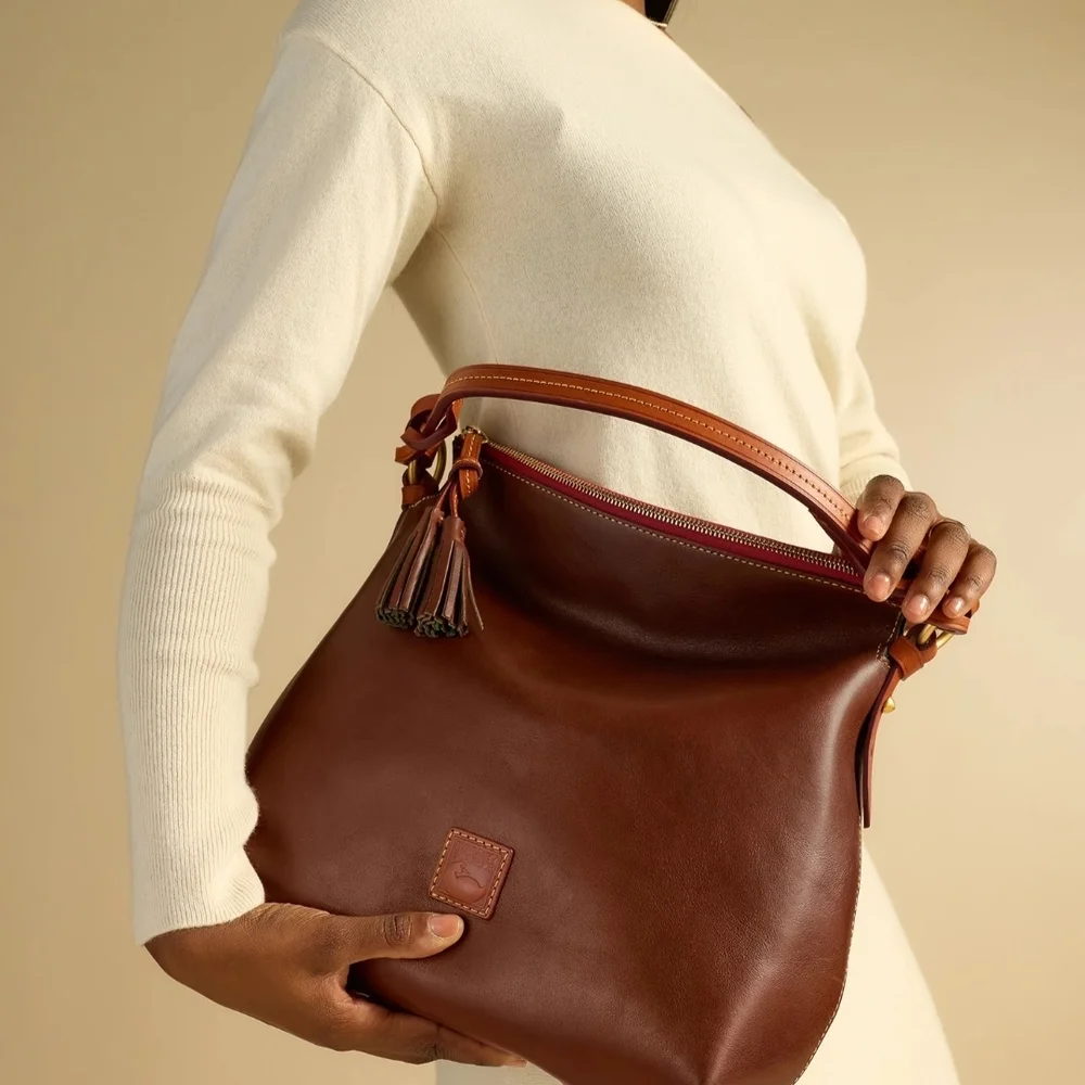 Dooney & Bourke Florentine Leather Hobo with Red Trim - Picture 3 of 7